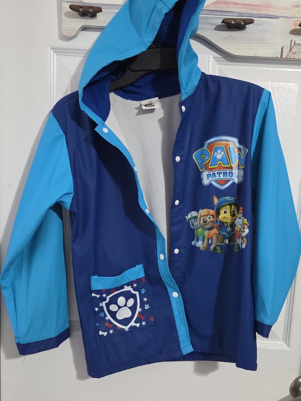 Paw Patrol Navy and Light Blue Kids Hooded rain Jacket M/L